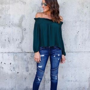 COPY - Vici off the shoulder emerald green top